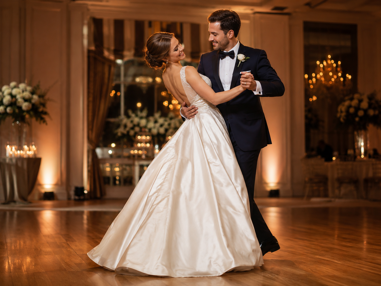 Bride and groom performing their first wedding dance